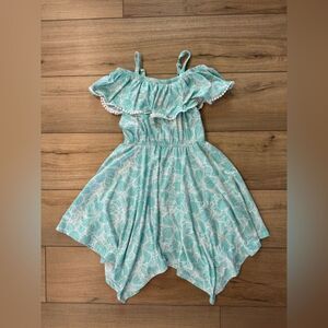 BCBG girls dress teal summer small 7 8 floral flowy